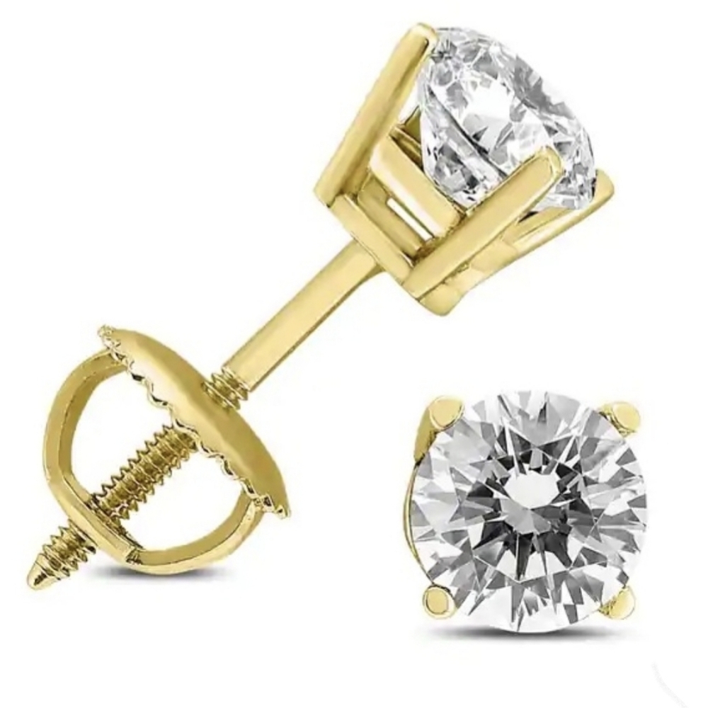 14kt SOLID YG - Diamond 0.40ctw Screwback …